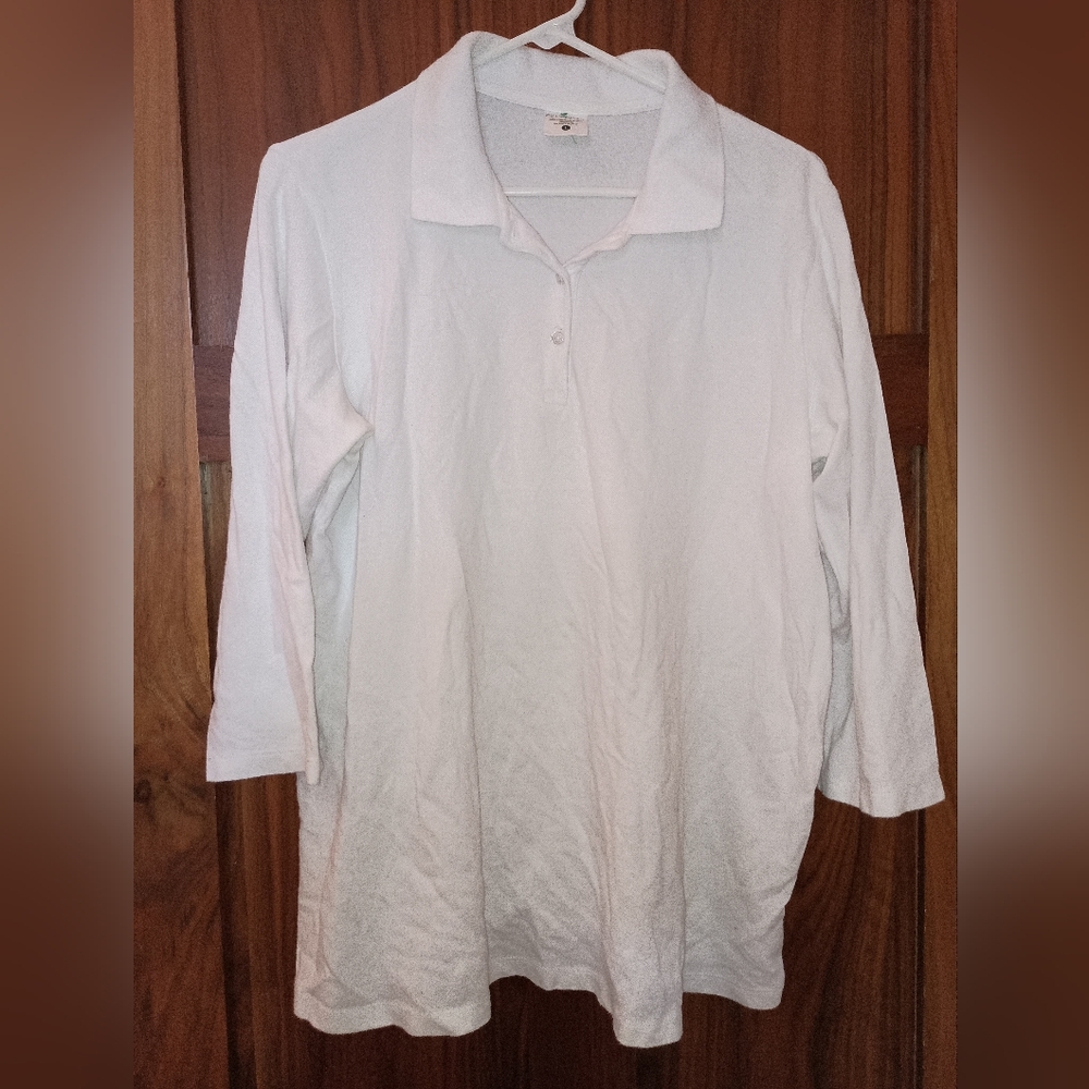 Motherhood Maternity White Long-Sleeve Polo Tunic